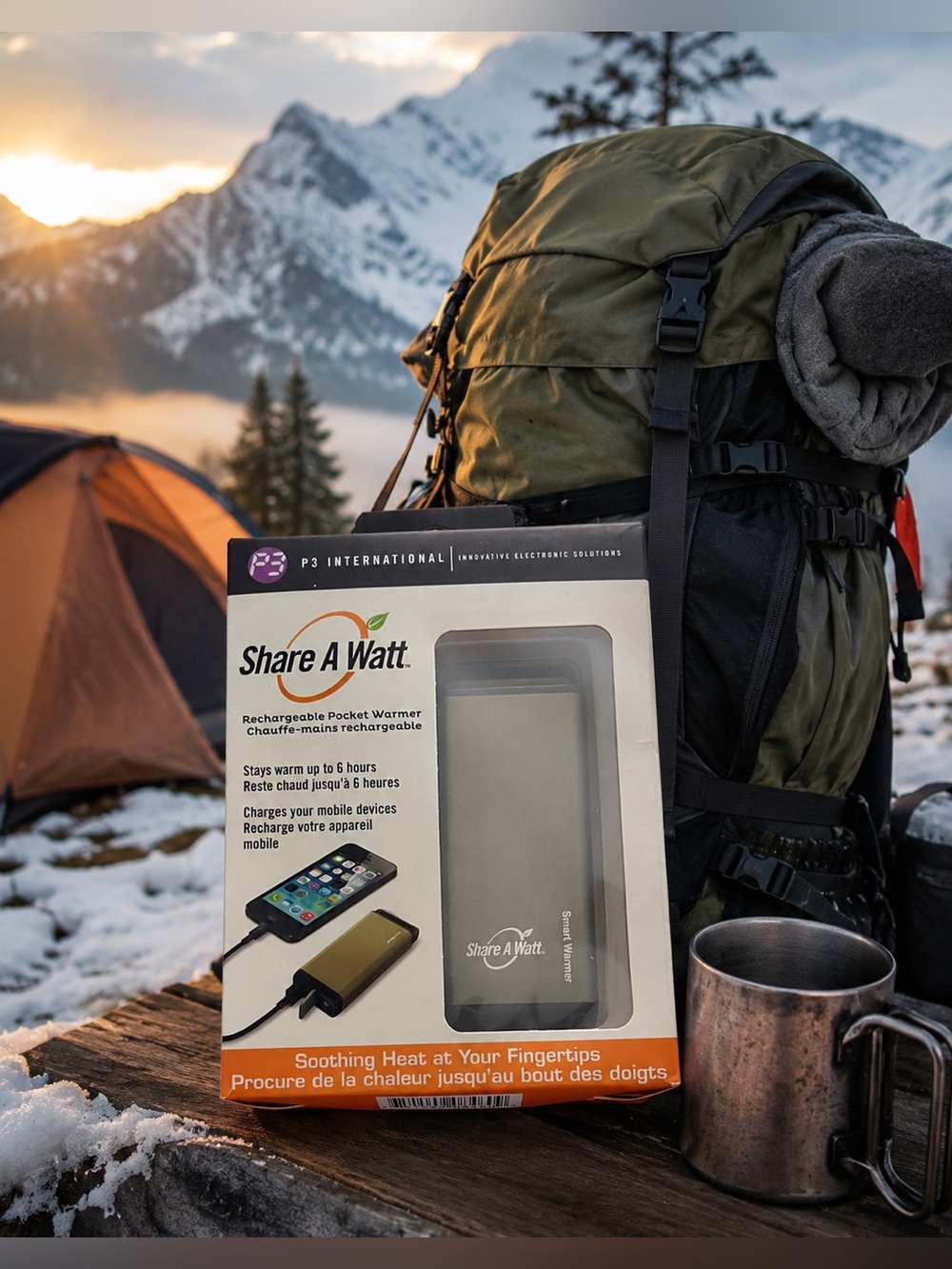 Share a Watt Smart Warmer & Phone Charger -hunter green color